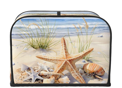 DXTKWL Toaster Cover 4 Slice Watercolor Starfish Seashell Beach Waterproof Appliance Cover with Hang Loop Bread Baker Toaster Cover for Kitchen