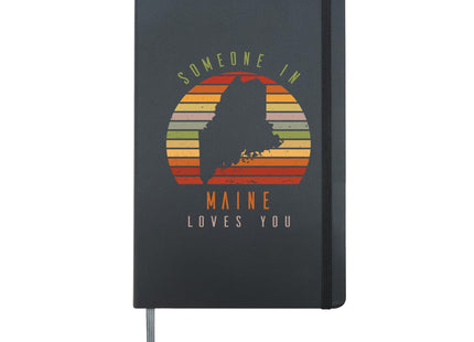 Someone In Maine Loves You Vintage State Retro Hardcover Journal, Black