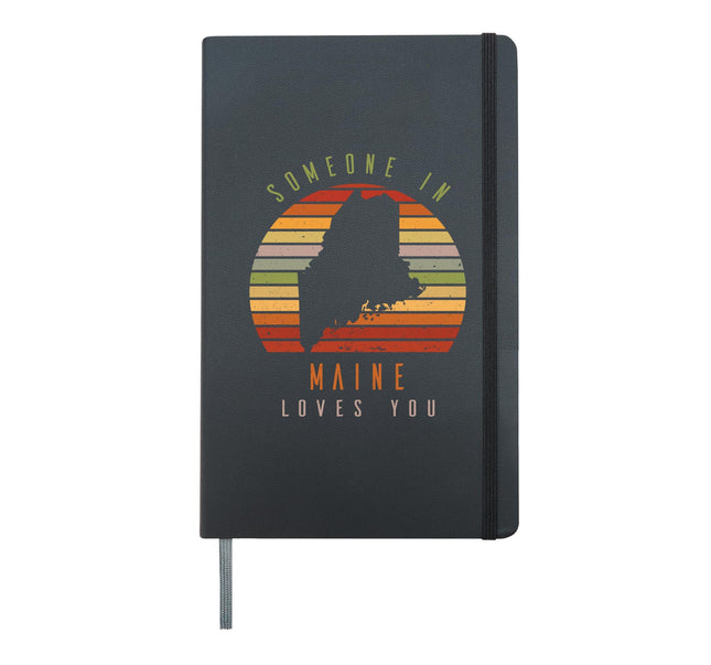Someone In Maine Loves You Vintage State Retro Hardcover Journal, Black