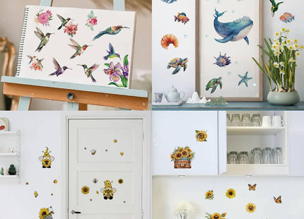 CRASPIRE 8 Sheets Sea Shell Starfish Window Decals Turtle Coral Stickers Wall Clings Peel and Stick PVC Waterproof Self Adhesive Decor for Fridge Bedroom Living Room Kitchen Store Showcase Dorm