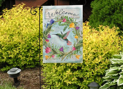 Briarwood Lane Hummingbird Wreath Garden Flag