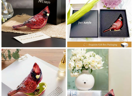 JWT Astyle Luxury Red Cardinal Bird Jewelry Trinket Box Cardinal Gifts