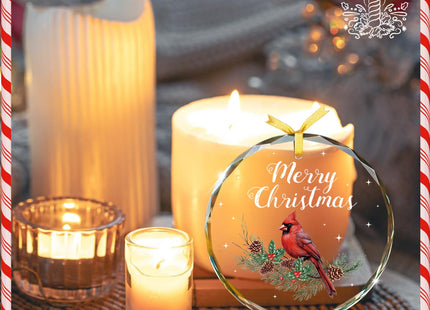 WhatSign Glass Cardinal Christmas Ornament Sympathy Memorial Keepsake
