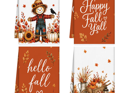 VISSTREE Fall Scarecrow Kitchen Towels 4 PCS, Autumn Hand Towel, 16x24in