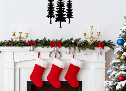Metal Pine Tree Wall Art Decor, Black, 3 Pieces