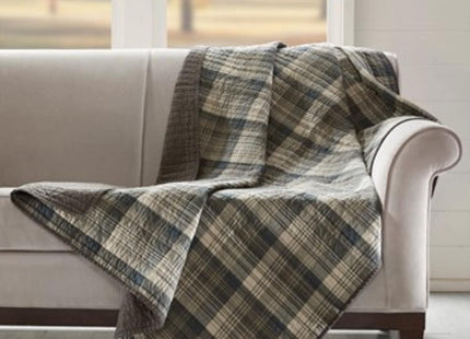 Woolrich Luxury Quilted Throw - Cabin Lifestyle, Patchwork with Moose Design All Season, Lightweight and Breathable Cozy Bedding Layer Throws for Couch Sofa, 50" W x 70" L, Tasha Taupe