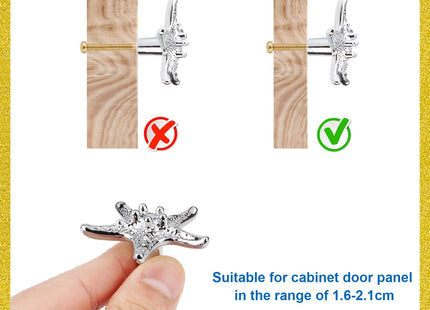 Brosay 4 Pcs Starfish Cabinet Knobs Coastal Nautical Drawer Pulls (Silver)