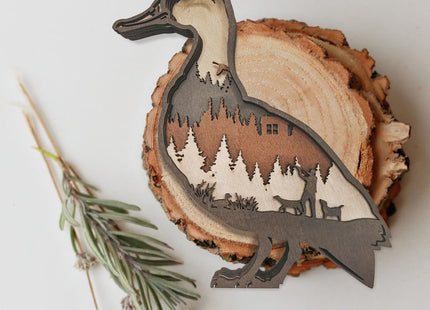Laozai 3D Wooden Animal Decor, Deer and Bear Home Decor for Wall and Tabletop,Best Gift for Christmas (Crow)