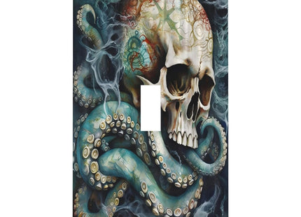 Horror Octopus Skull Marine Life Kraken Tentacle 1 Gang Light Switch Covers Decorative unique Single Toggle Wall Plate Switchcover Electrical Switchplate for Kitchen Bathroom Bedroom Decor
