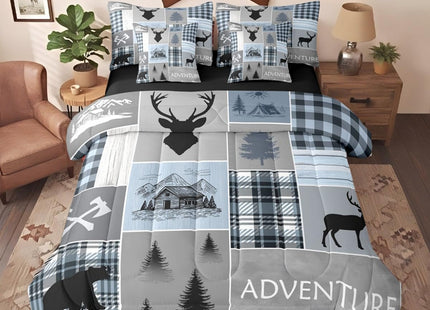 Erosebridal Bear Twin Bedding Set 7 Pieces, 1 Deer Moose Comforter,1 Rustic