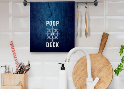 ChissNook Nautical Ocean Bathroom Towels, Poop Deck Coastal Beach Kitchen Towels Drying Cloth, Navy Blue Nautical Beach Boat Deck Bathroom Decor, 16x24 Inch