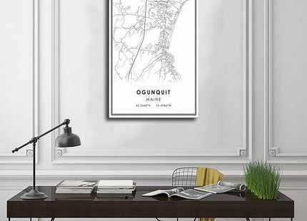 ZCXH Ogunquit Maine Map Canvas Poster Bedroom Decor Landscape Office Room Decor Gift Unframe-style08x12inch(20x30cm)