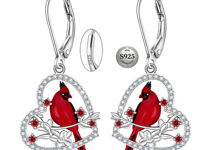 Red Cardinal Earrings for Women Sterling Silver Cardinal Gifts Earrings