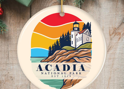 Acadia National Park Retro Style Ornament, Maine USA Tourist Attraction and Gift