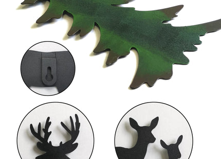 Limygus 5 Pieces Deer Pine Forest Metal Wall Art, Indoor Outdoor Hanging Decor for Bedroom Office Home