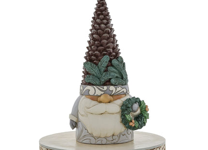 Enesco Jim Shore Heartwood Creek White Woodland Gnome Pinecone Hat Figurine, 6 Inch, Multicolor