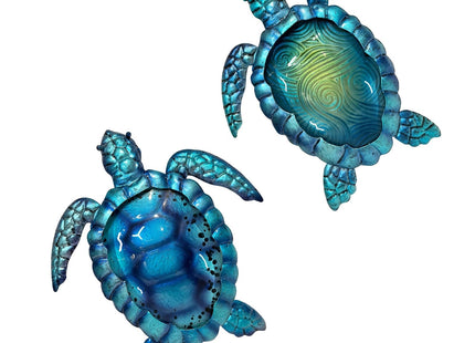 LIFFY Metal Turtle Wall Art Decor Ocean Wall Hanging Coastal Wall Sculptures Beach Theme Wall Decoration for Indoor Outdoor Bathroom Beach Garden Pool (10", 2 pcs)