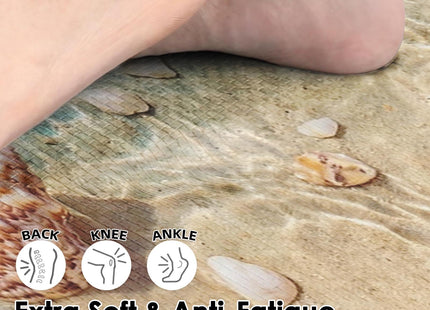 Nesphy Anti-Fatigue Kitchen Rug Set of 2, Waterproof, Non-Slip, Seashell
