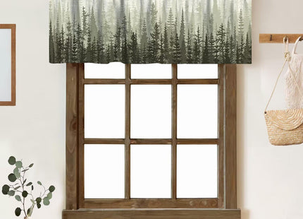ZhiRain Forest Tree Valance Curtain Pine Coniferou Trees Natural Plant Landscape Rod Pocket Valance Window Treatments 1 Panel Short Curtains for Kitchen Farmhouse Living Room Decor 54 x 18 in