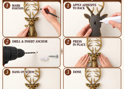 UITWMKTG Gold Deer Head Wall Decor - Modern Animal Wall Sculpture, Deer Wall Art for Living Room, Bedroom, Office, Gold Wall Hanging Home Decoration