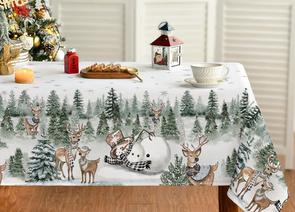 Horaldaily Christmas Tablecloth 60 x 84 Inch Rectangular Deers Snowman