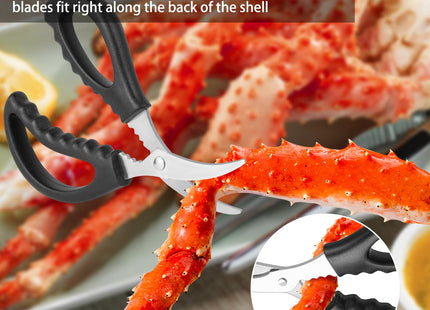 suoundey Seafood Cracker Tool Set With Lobster Sheller Stainless Steel Crab Crackers Crab Leg Fork Seafood Scissors And Storage Bag, Crab Leg Pick Utensils Set Crab Eating Tools (9Pcs)