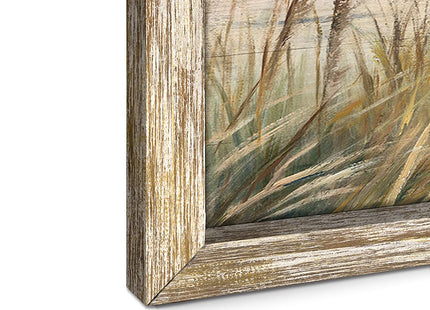 Beach Framed Wooden Wall Art: Ocean Seagull Painting Coastal Sea Bird Scenery Print Picture Rustic Seaside Seascape Artwork Decor for Bedroom Living Room Office