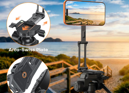 OMOTON TP06 Pro [Equipped Lanyard] 360° Rotating for MagSafe Tripod, Black