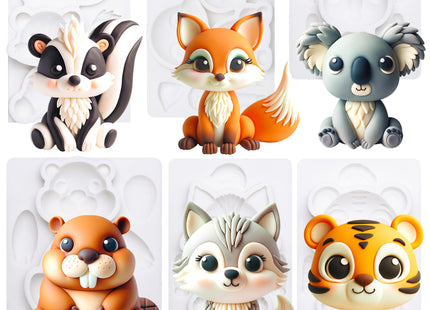 Woodland Animal Fondant Molds Cake Topper 6-count