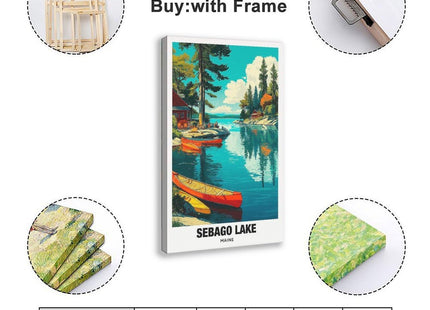 FtAmHbf Sebago Lake Scenic Maine ForestCalm Water Landscape Poster Bedroom Decor Sports Landscape Office Room Decor Gift Style:Frame 12x18inch