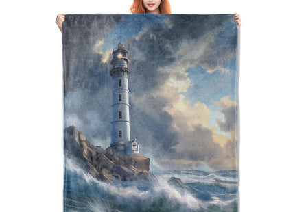 Lighthouse Blanket Gifts for Adults Kids Women Men Soft Warm Lightweight Cozy Plush Nautical Coastal Throw Blankets for Bedroom Living Room Sofa Home Decor 50"x40"