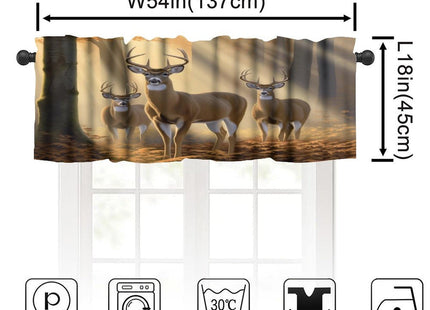 wlsgdsg Rustic Elk Valance Curtain Vintage Country Primitive Forest Lodge Adventure Hunting Deer Animals Window Treatment Valances Curtains for Living Room Bedroom，54x18Inch 1P