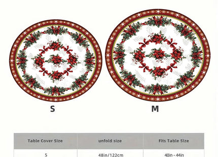 YOPINCO 54 Inch Round Christmas Tablecloth, Holly Poinsettia Holiday Table Cover, Water Resistant Polyester Tablecloth for 45-50 Inch Round Dining Tables, Stain Resistant Christmas Decor