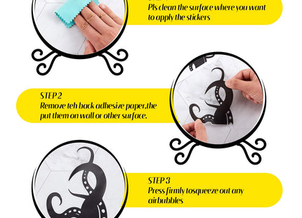 Outus 15 Pieces Kraken Octopus Toilet Tentacles Wall Decals Decor Sticker Octopus Home Decal Black Sea Creature Wall Art Sticker Tentacles Bathroom Kraken Decal for Toilet Seat