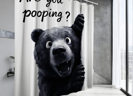 puuiui Funny Black Bear Shower Curtain Kids Animal, 70x72 Inchs