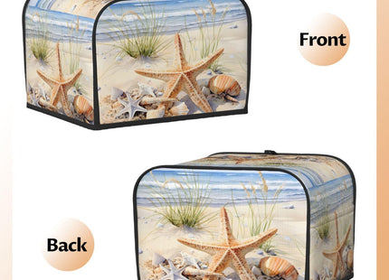 DXTKWL Toaster Cover 4 Slice Watercolor Starfish Seashell Beach Waterproof Appliance Cover with Hang Loop Bread Baker Toaster Cover for Kitchen