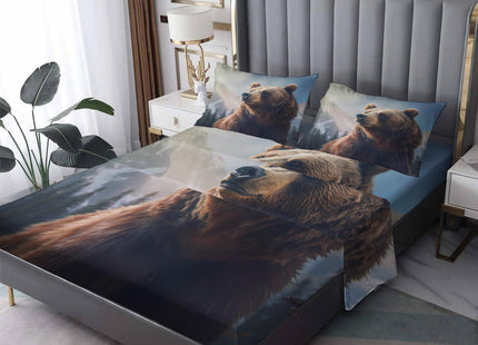 zcsm Twin XL Sheets Set - Bear Bed Sheets, Forest Animal Bedding Sheets & Pillowcases, Soft Microfiber & Deep Pocket & Wrinkle Free Patterned Sheet Set, 1 Fitted Sheet, 1 Flat Sheet, 1 Pillow Case