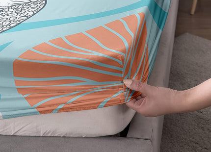HOSIMA Sea Turtle Bedding Set,Coastal Beach Themed Bedroom Fitted Sheet Queen Size for Kids Teen Girls Boys Room Decor,1 Fitted Sheet+2 Pillowcases.