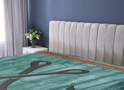Ambesonne Nautical Fitted Sheet, Fishing Lures Anchor Modern Abstract Painting Wooden Frame Rustic, Soft Decorative Fabric Bedding All-Round Elastic Pocket, Full Size, Teal Brown