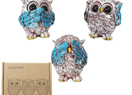 keqmsxi 3 Pcs Owl Decor Statue,Small Sculptures Owl Gifts for Women Men