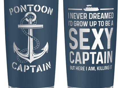 FROOBLEQUIRK Pontoon Captain 20 oz Tumbler – Funny Boating & Lake Life Drinkware, Gift for Boat Owners & Pontoon Lovers, Nautical Stainless Steel Insulated Cup