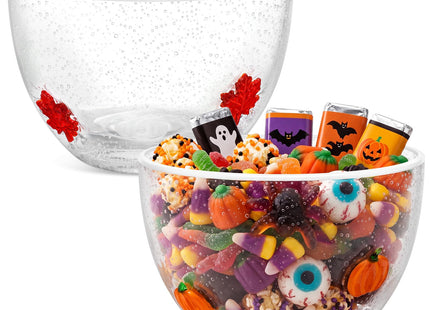 Potchen 2 Pcs Glass Candy Bowls, Maple Leaves and Pumpkin