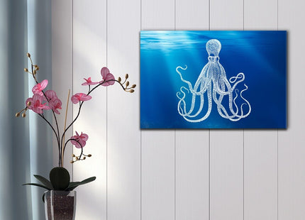 wall26 - Under The Sea Canvas Wall Art - A Gigantic Octopus - Gallery Wrap Modern Home Art | Ready to Hang - 24x36 inches