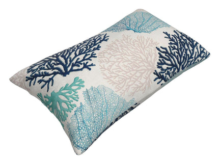 Coastal Pillow Covers 12x20 Inch Set of 2 Coral Branch Ocean Themed Beach Decor Throw Pillows Turquoise Navy Blue Beachy Nautical Summer Outdoor Decorative Cushion Cases for Couch Decorations