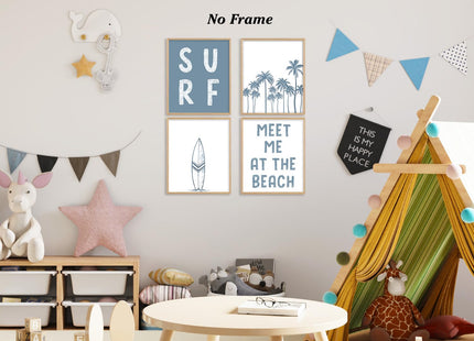 Boat Wades Coastal Beachy Unframed Wall Art Prints,Surfing Posters & Prints For Living Room Home Decor,Coastal Summer Bedroom Decor 8x10 Set Of 4