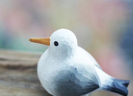 TALKLEK Hand Carved Wooden Seagull Bird Figurine Small Bird Decor for Home Bird Statue for Shelf Decor(Seagull)