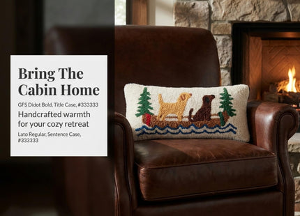 Mud Pie Canoe Hook Wool Pillow, Rustic Lodge Cabin Throw Pillow Decor
