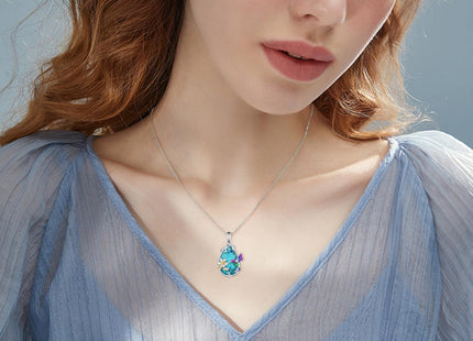 Zunxinsan Turquoise Hummingbird Necklace S925 Sterling Silver Hummingbird Pendant Animals Jewelry Gifts for Women