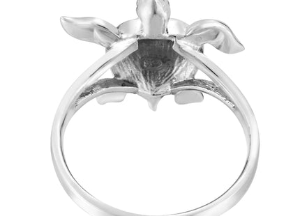 AeraVida Nautical Sea Turtle Heart Abalone Shell .925 Sterling Silver Ring (10)