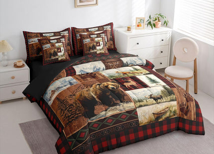 Feelyou Cabin Bear Comforter Set Queen Size Kids Boys Girls 7 Piece